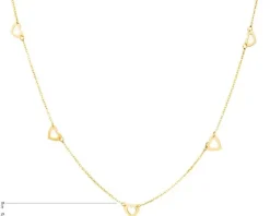 Złoty naszyjnik z cyrkonią, ankier - serca