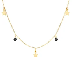 Złoty naszyjnik z cyrkoniami, ankier - gwiazdy