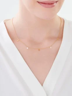 Złoty naszyjnik z cyrkoniami, ankier - Księżyc, gwiazdy