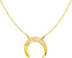 Złoty naszyjnik z cyrkoniami, ankier - Księżyc