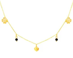 Złoty naszyjnik z cyrkoniami - koniczyny, serce