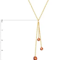 Złoty naszyjnik z cyrkoniami, ankier - kulki