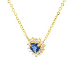 Złoty naszyjnik z cyrkoniami, ankier - serce