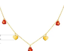 Złoty naszyjnik z cyrkoniami, ankier - serca