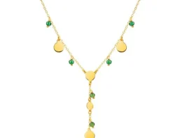 Złoty naszyjnik z cyrkoniami, ankier - koła