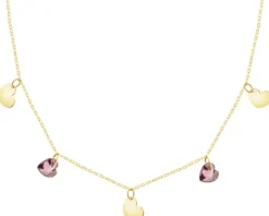 Złoty naszyjnik z cyrkoniami - serca