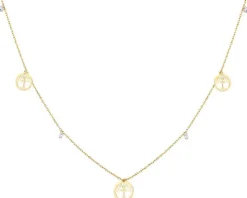 Złoty naszyjnik z cyrkoniami, ankier - drzewka