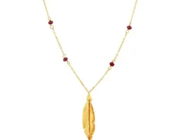 Złoty naszyjnik z cyrkoniami, ankier - piórko