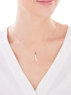 Złoty naszyjnik z cyrkoniami, ankier - litera A