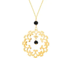 Złoty naszyjnik z cyrkoniami, ankier - rozeta