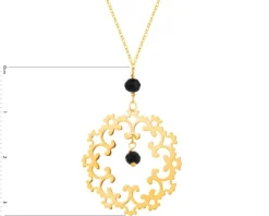 Złoty naszyjnik z cyrkoniami, ankier - rozeta