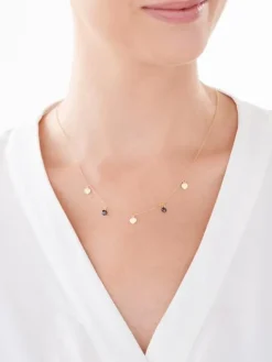 Złoty naszyjnik z cyrkoniami, ankier - serca