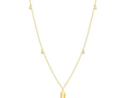 Złoty naszyjnik z cyrkoniami, ankier - maska