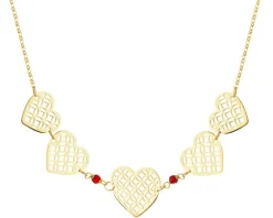 Złoty naszyjnik z cyrkoniami - serca