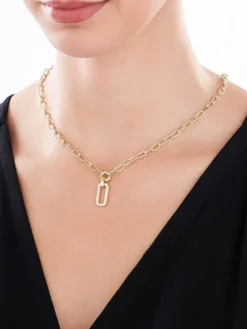 Złoty naszyjnik z cyrkoniami - paper clip