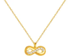Złoty naszyjnik z cyrkoniami, ankier - nieskończoność