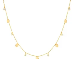 Złoty naszyjnik z cyrkoniami, ankier - koła