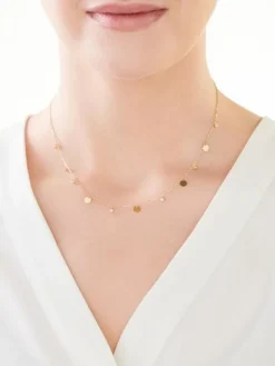 Złoty naszyjnik z cyrkoniami, ankier - koła