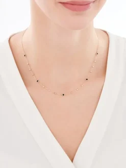 Złoty naszyjnik z cyrkoniami, ankier - kulki