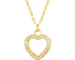 Złoty naszyjnik z cyrkoniami, ankier - serce