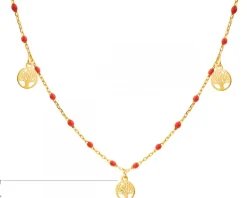 Złoty naszyjnik z emalią - drzewa