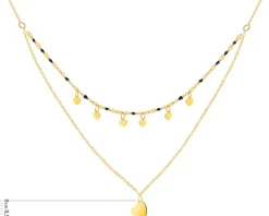 Złoty naszyjnik z emalią, ankier - serca