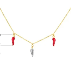 Złoty naszyjnik z emalią, ankier - rogi obfitości