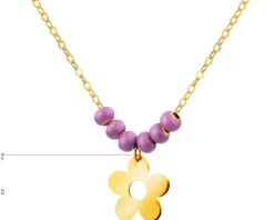 Złoty naszyjnik z emalią, ankier - kwiat