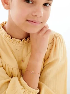 Złoty naszyjnik z emalią, ankier - biedronka