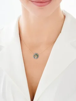 Złoty naszyjnik z emalią, ankier - paw