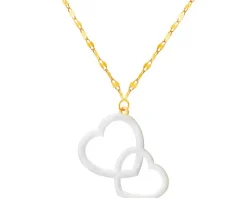 Złoty naszyjnik z emalią, skręcone blaszki - serca