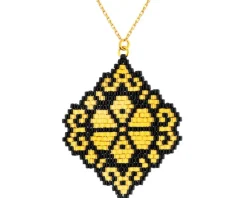 Złoty naszyjnik z koralikami - rozeta