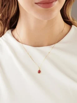 Złoty naszyjnik z kryształem syntetycznym