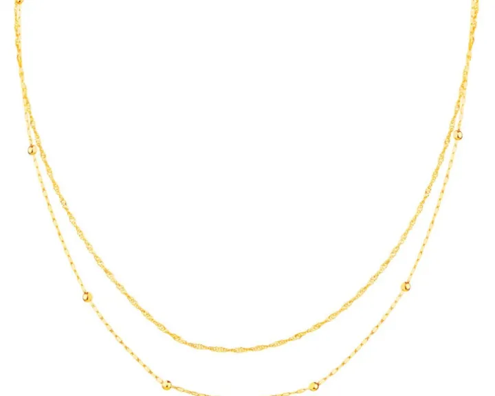 Złoty naszyjnik z kulkami - skręcone blaszki, singapurka