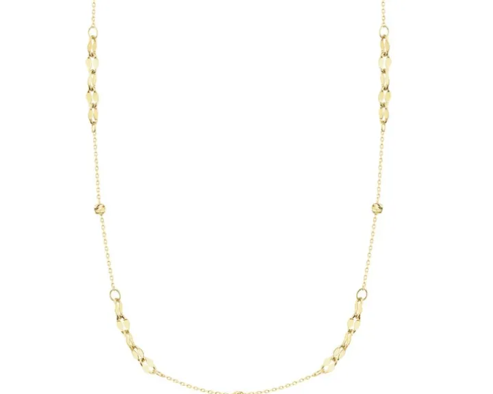 Złoty naszyjnik z kulkami - skręcone blaszki, ankier