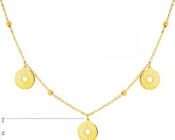 Złoty naszyjnik z kulkami, ankier - rozety