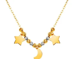 Złoty naszyjnik z kulkami, ankier - gwiazdy, Księżyc