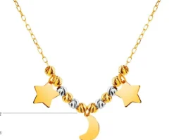 Złoty naszyjnik z kulkami, ankier - gwiazdy, Księżyc