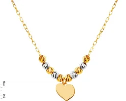 Złoty naszyjnik z kulkami, ankier - serce