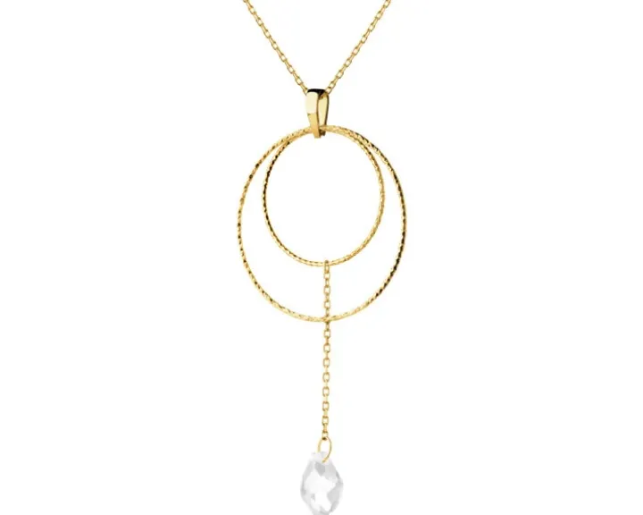 Złoty naszyjnik z kwarcem