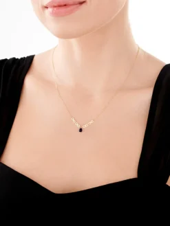 Złoty naszyjnik z kwarcem syntetycznym, ankier - nieskończoności