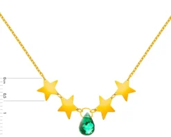 Złoty naszyjnik z kwarcem syntetycznym - gwiazdy