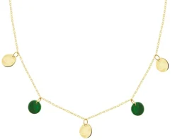 Złoty naszyjnik z malachitami syntetycznymi - koła