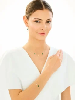 Złoty naszyjnik z malachitami syntetycznymi - koła