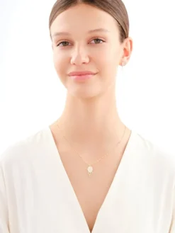 Złoty naszyjnik z masą perłową - kwiat