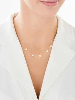Złoty naszyjnik z masą perłową, ankier - gwiazdy