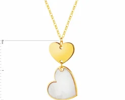 Złoty naszyjnik z masą perłową, ankier - serca