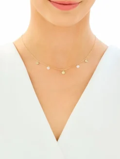 Złoty naszyjnik z masą perłową - koła