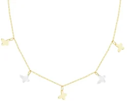 Złoty naszyjnik z masą perłową - motyle