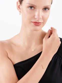 Złoty naszyjnik z masą perłową i emalią